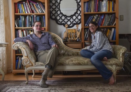 Josh Gonnerman and Eve Tushnet, both of Washington, are shown on Oct. 22 in the District. Gonnerman and Tushnet are gay and choosing the path of celibacy. (Ricky Carioti/The Washington Post)